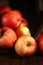 Red Apples on Wood Grunge Background