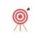 Red archery target stands with arrow. Achieving business and work goal concept. Vector illustration