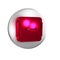 Red Area measurement icon isolated on transparent background. Silver circle button.