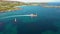 The red Arranmore ferry leaving the Island towards Burtonport, County Donegal, Ireland