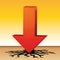 Red arrow. Extreme temperature. Drought. Climatic warming vector illustration.