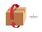 red arrow rotates around parcel box or carton box to represent recycling of paper or to signify that parcel box is being returned