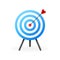 Red arrows reaching the center target. Darts target. Success Business Concept. Vector illustration.