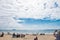 Red Arrows - Royal Air Force air plaines under Bournemouth beach during Bournemouth Air Festival 2018. BOURNEMOUTH, UK - AUGUST 31