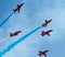 Red Arrows white smoke and blue sky Weston Air Festival Weston-s-Mare Somerset