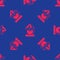Red Attraction carousel icon isolated seamless pattern on blue background. Amusement park. Childrens entertainment