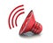 Red audio speaker volume icon 3d illustration