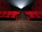 Red Auditorium seats with projection lights