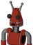Red Automaton With Cone Head And Sad Mouth And Two Eyes And Double Antenna
