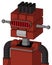 Red Automaton With Cube Head And Teeth Mouth And Visor Eye And Pipe Hair