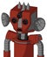 Red Automaton With Mechanical Head And Sad Mouth And Three-Eyed And Three Spiked