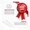 Red award label on paper & text