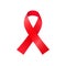Red awareness ribbon isolated on white background - symbol of HIV and Cancer solidarity campaigns. Worldwide sign of World AIDS