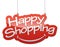 Red background happy shopping