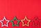 Red background with multicolored star decorations