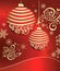 Red background with New Year\'s spheres