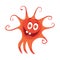 Red Bacteria Cartoon Vector Character Icon