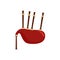 Red bagpipes icon, flat style