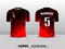 Red and balck football club t-shirt sport design template. Inspired by the abstract. Front and back view.