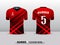 Red and balck football club t-shirt sport design template. Inspired by the abstract. Front and back view.