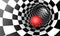 Red ball in a chess tunnel. Predetermination. The space and time