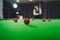 Red ball and snooker players focus red ball