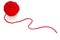 Red ball of woollen red thread isolated