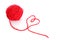 Red ball of woollen red thread isolated