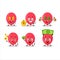 Red balloon cartoon character with cute emoticon bring money