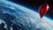 Red Balloon Floating Above Earth