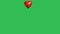 Red balloon in the shape of a heart flies up and flies away against the background of a green screen chroma key