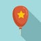 Red balloon star icon, flat style