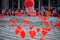 RED BALLOONS WITH A HEART SHAPE