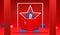 Red ballot box with vote text and padlock isolated on red five star background, 2020 usa presidential election.