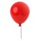 Red baloon with long rope isolated on white background. 3d render illustration