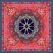 Red bandana print with flower - mandala and ornamental border