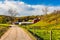 Red barn along country road in rural York County, Pennsylvania.