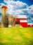 Red Barn, Blue skies and the green, green grass of home.