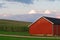 Red barn at dusk