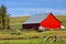 Red barn in a farm Eastern Washington.