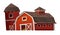 Red barn house on white background