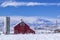 Red Barn and Longs Peak Winter Day