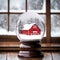 Red Barn In A Snow Globe
