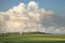 Red Barn and Soybean Fields Below Dramatic Cloudscape