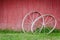 Red Barn with wagon wheels