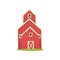 Red barn, wooden agricultural building cartoon vector Illustration