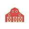 Red barn, wooden agricultural building cartoon vector Illustration