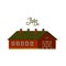 Red barn. Wooden Barn house in rustic retro style