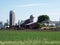 Red barns and cows on dairy farm