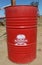 Red barrel with dangerous cargo: chemicals, toxic waste or poison